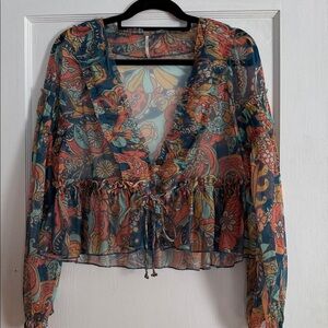 Free People Multicolor Floral Blouse
